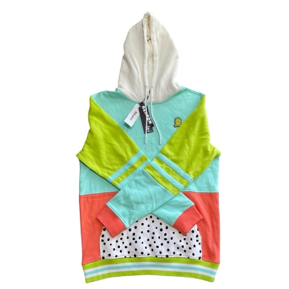 NWT Reason Men’s Color Block & Polka Dot Drawstring Hoodie - Size Large - Picture 3 of 6
